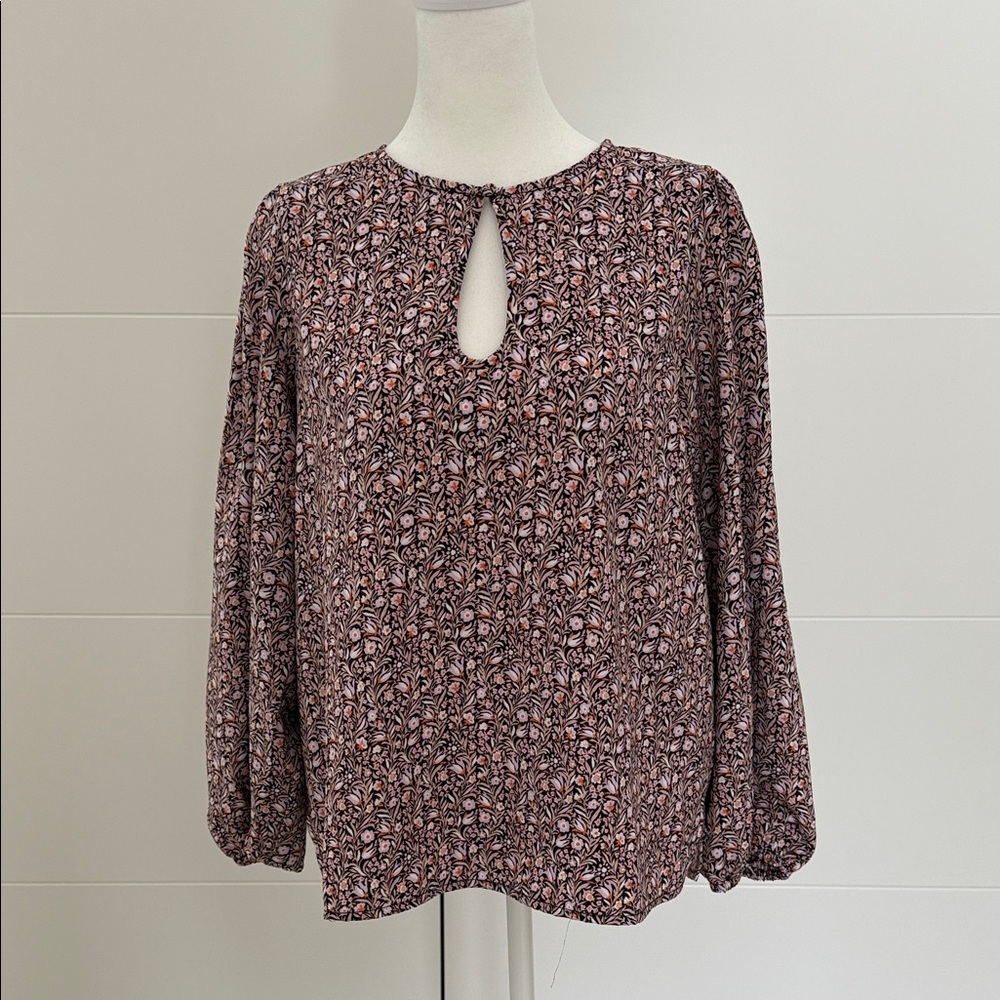 J. Crew Multicolor Patterned Keyhole Blouse
